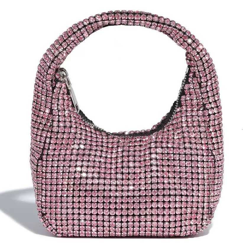 Womens Waterproof Full Diamond Bucket Bag Hot Sale Portable Chain Zipper Closure Crossbody Dinner Rhinestone Bag K251121