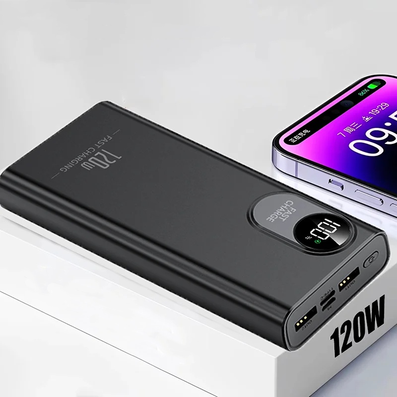 2026 120W 50000mAh Power Bank Super Fast Charging Battery High Capacity Digital Display PowerBank for iPhone Samsung Redmi