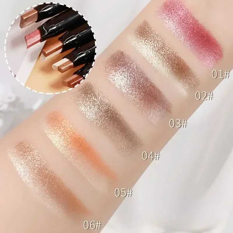 Shimmer Double Color Eyeshadow Stick Waterproof Long Lasting Two Tone Glitter Metallic Gradient Shadow Pen Eye MakeupT251122