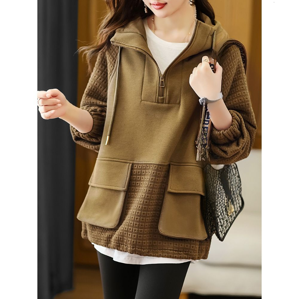 Autumn and winter new women's designer hoodie hooded mid to long style covers buttocks, stylish plus size women's clothing