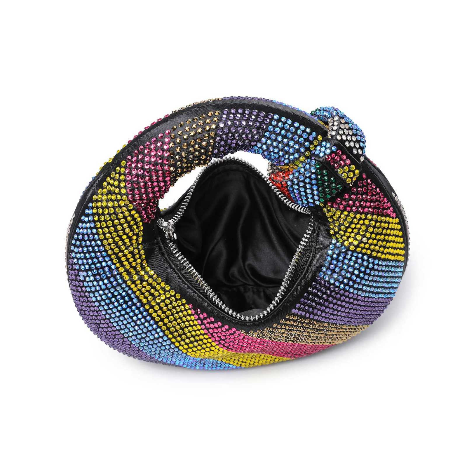 Women Rhinestone Evening Bags For Women Rainbow Top Handle Bag Diamond Handbags Purses Shiny Disc Chain Strap Wrist Shoulder Bag K251121