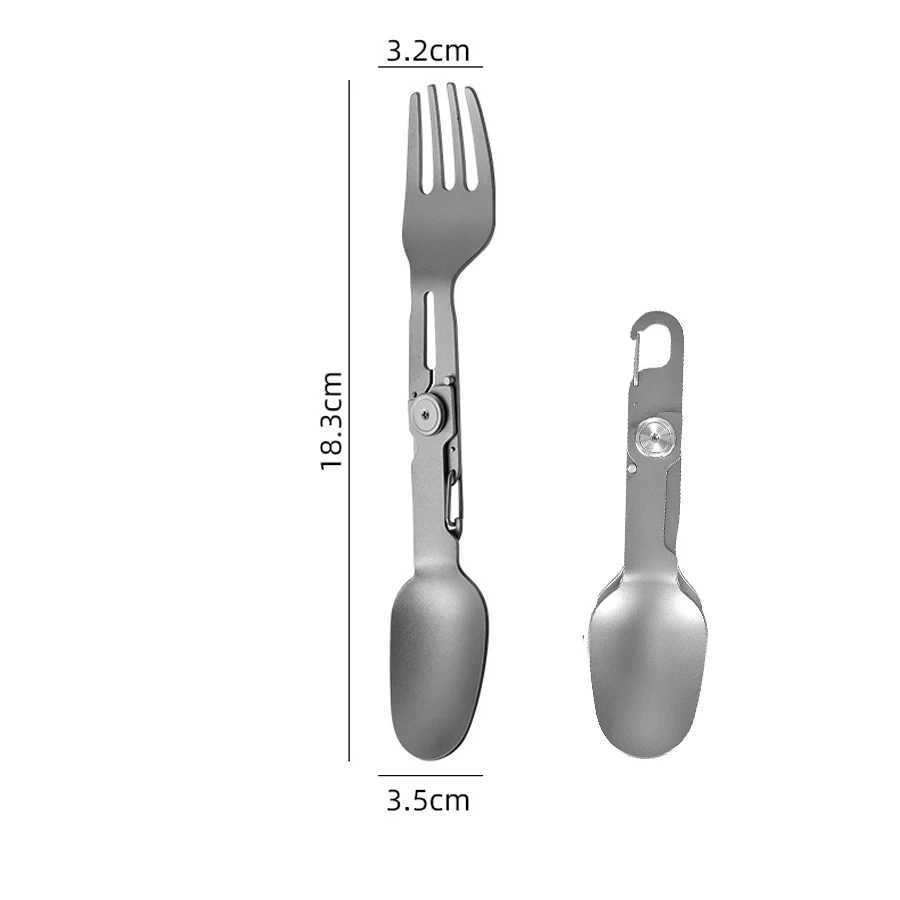 Pure Titanium Outdoor Tableware Camping With Folding Spoon and Fork ComboPerfect for HikingCampingor Backpacking Trips J251121