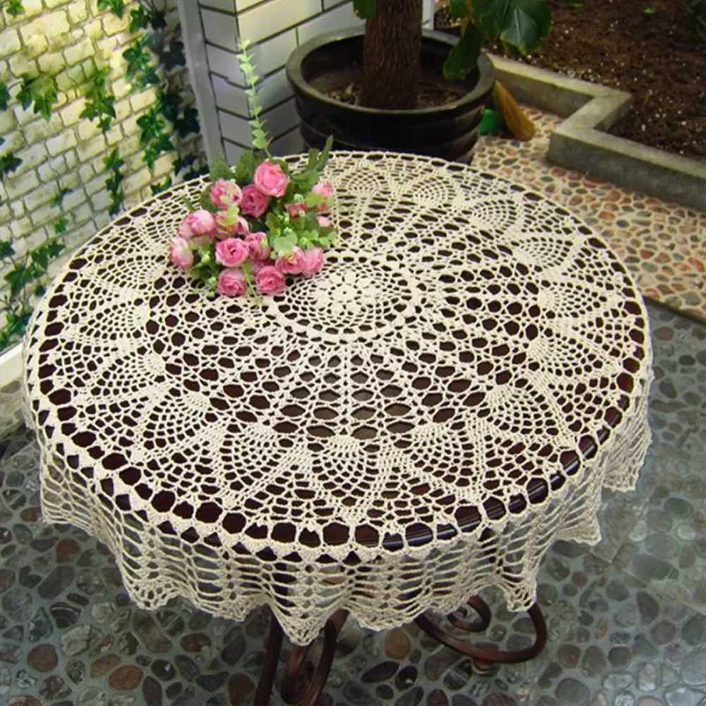 Round Handmade Crochet Openwork Tablecloth Cotton Lace Mat Placemat Vintage Tablecloth Home Decoration 70/80/90cm C251122