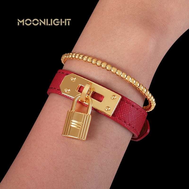 MOONLIGHT Classic Design Golden Lock Bracelets for Women High Quality Adjustable Leather Bracelet Female Jewelry Gifts 2 Colors J251122