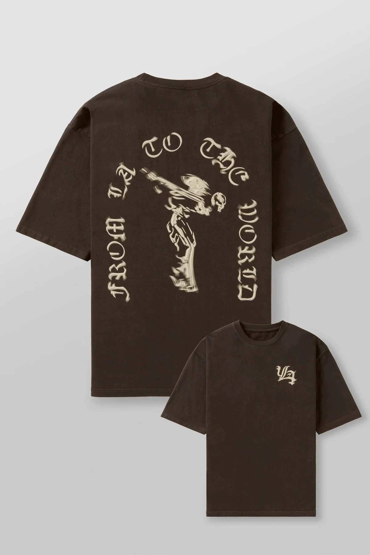 Young La Sweatpants Outdoor Sports Shorts Streetwear Sweatpants Gym Clothes Men's Trendy Cotton Terry Joggers With Anime Print - Wide-Leg Casual Hip-Hop St 111