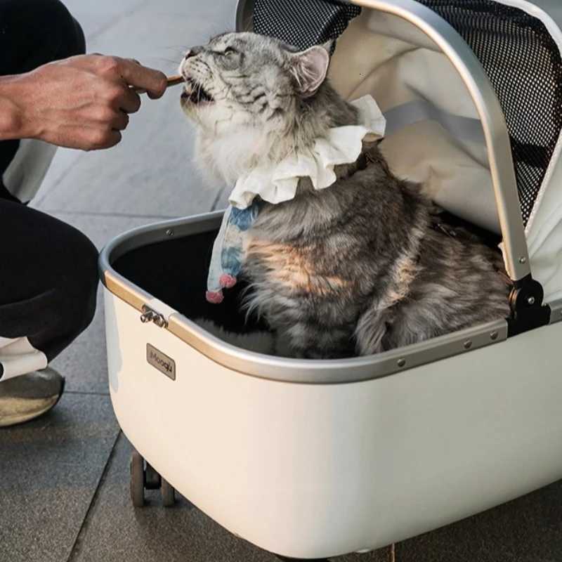 Stylish Pet Stroller for Dogs and Cats Large Capacity Cat Travel Carrier Telescopic Pull Rod Dog Trolley Spacious Pet Push CartM251122