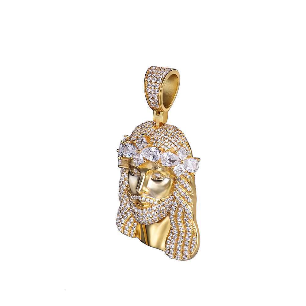Wholesale Initial Design Zircon Sterling Sier Gold Plated Moissanite Iced Out Trendy Jesus Pendant for Men