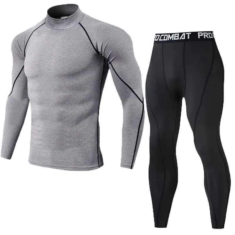Mens compression set mens sportswear gym fitness set training jogging exercise tight fitting clothing W250421