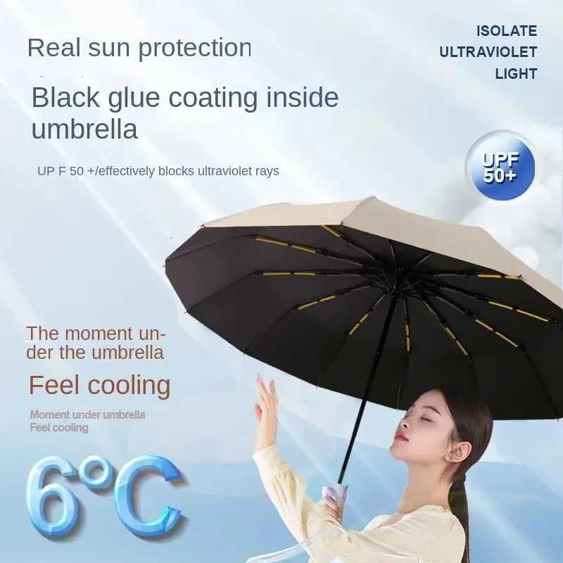 24 Ribs Windproof Automatic Umbrella Large Stormproof UV UPF 50 Sun Rain Protection Folding Umbrellas for Men and WomenM251122