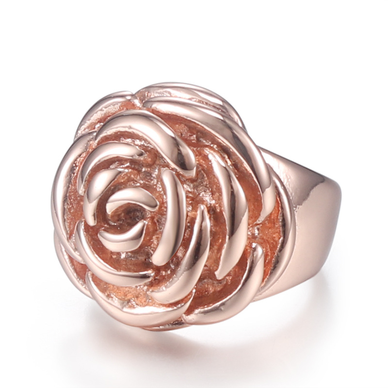 Rose Flower Ring For Women Wedding Gift Luxury Jewelry Gold Color Stainless Steel Ring Bague Femme Anillos Mujer High quality gold designer diamond ri - view 3