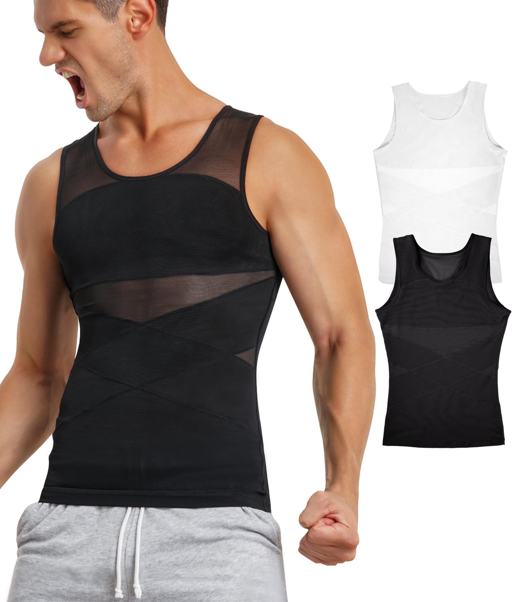 2025 Best-selling Men's Slimming And Shaping Vest Abdominal Slimming Vest Heavy Tight Fitness elastic and sweat-absorbing