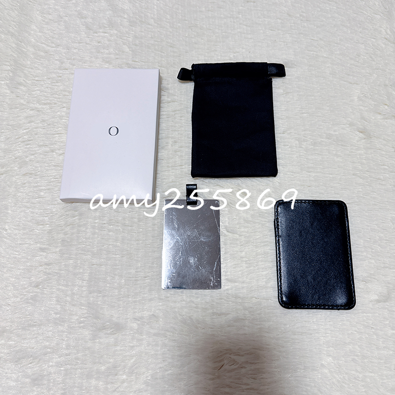 Fashion leather card bag d letter phone sticker card clip with makeup mirror gift box packing dust bag