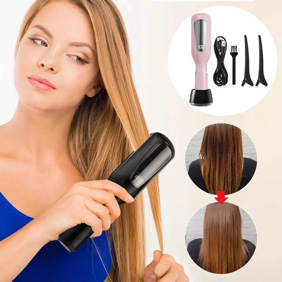 Negative Ions Hair Ends Trimmer Fully Automatic Electric Hair Straightener Versatile Rechargeable Hair Cutting MachineT251122