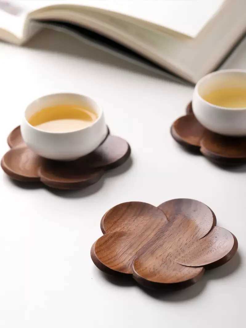 Black Walnut Lotus Root Slices Solid Wood Coaster Creative Mark Insulation Pad Anti Scalding Wooden Teacup Pad C251122