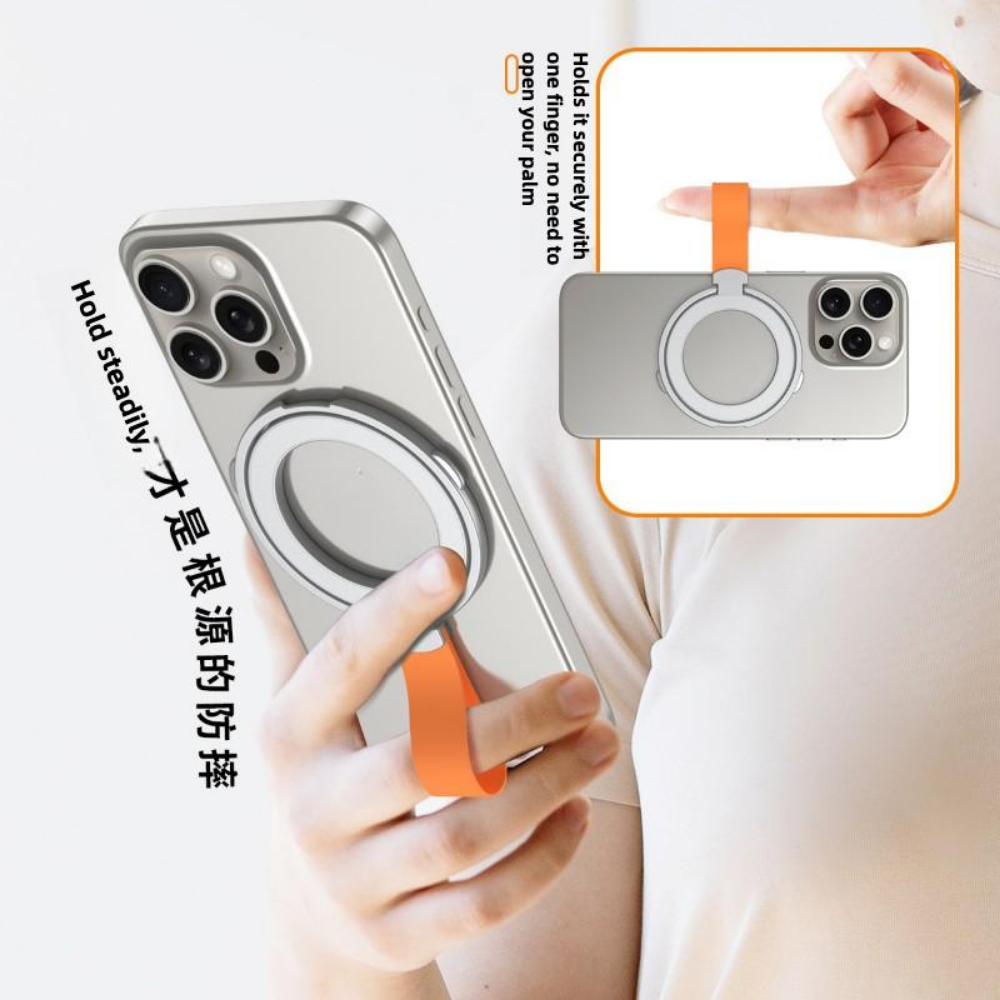 New MagSafe magnetic ring buckle bracket, creative silicone lanyard type, ultra-thin rotating desktop phone holder