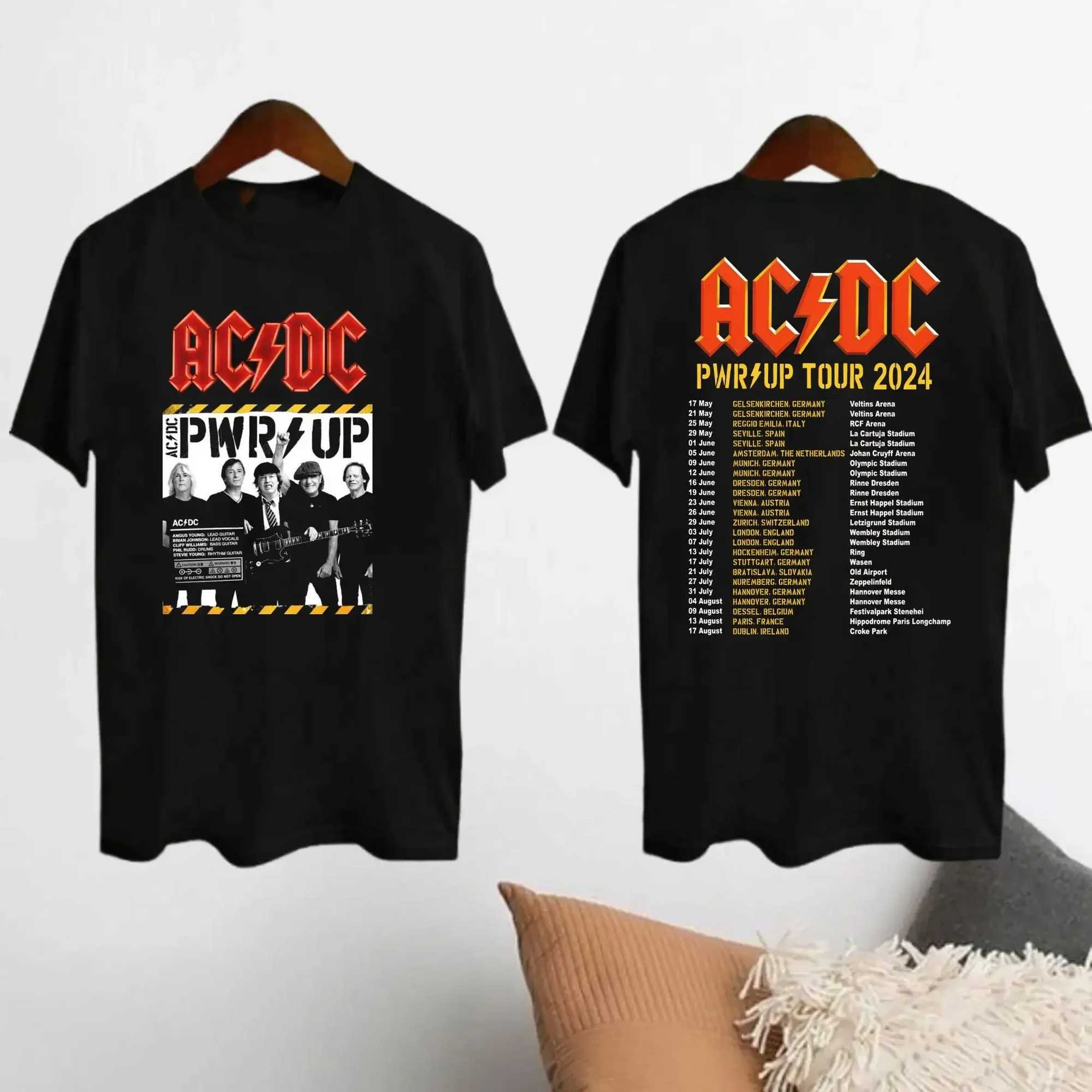 2024 AC-DC band rare vintage T-shirt for 51 years upcoming rock casual lyrics short sleeved unisex top tour PWRU cotton shirtT250421