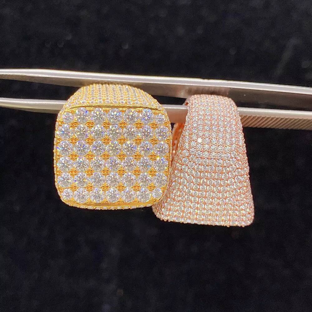 Sparkle Custom Made Bling Sterling Silver D Vvs Moissanite Diamonds Iced Out Initial Letter Hip Hop Finger Champion Stamp Ring