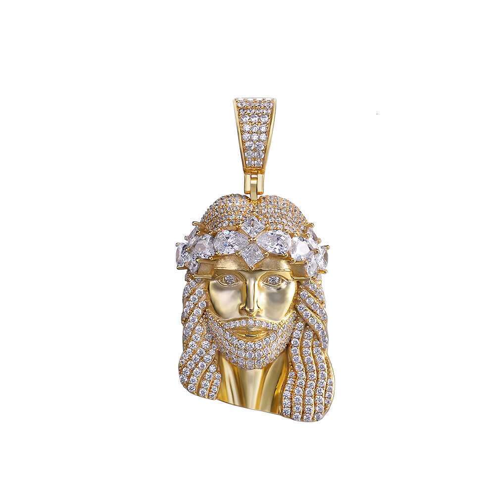 Wholesale Initial Design Zircon Sterling Sier Gold Plated Moissanite Iced Out Trendy Jesus Pendant for Men