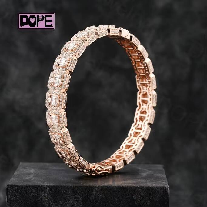 Moissanite Bracelet Bling Cluster 925 Silver Bangles VVS Baguette Cut Pass Diamond Tester Moissanite Tennis Bracelet