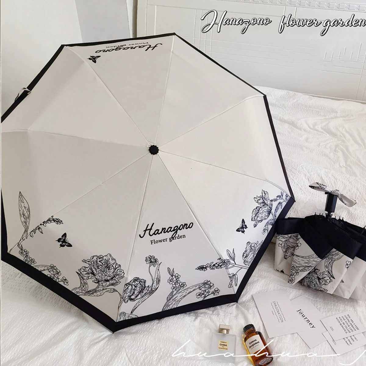 Retro Umbrella for Women Rain or Shine Fully Automatic Vinyl Parasol Ins Style Sun Protection Sun Umbrella High-end FrenchM251122