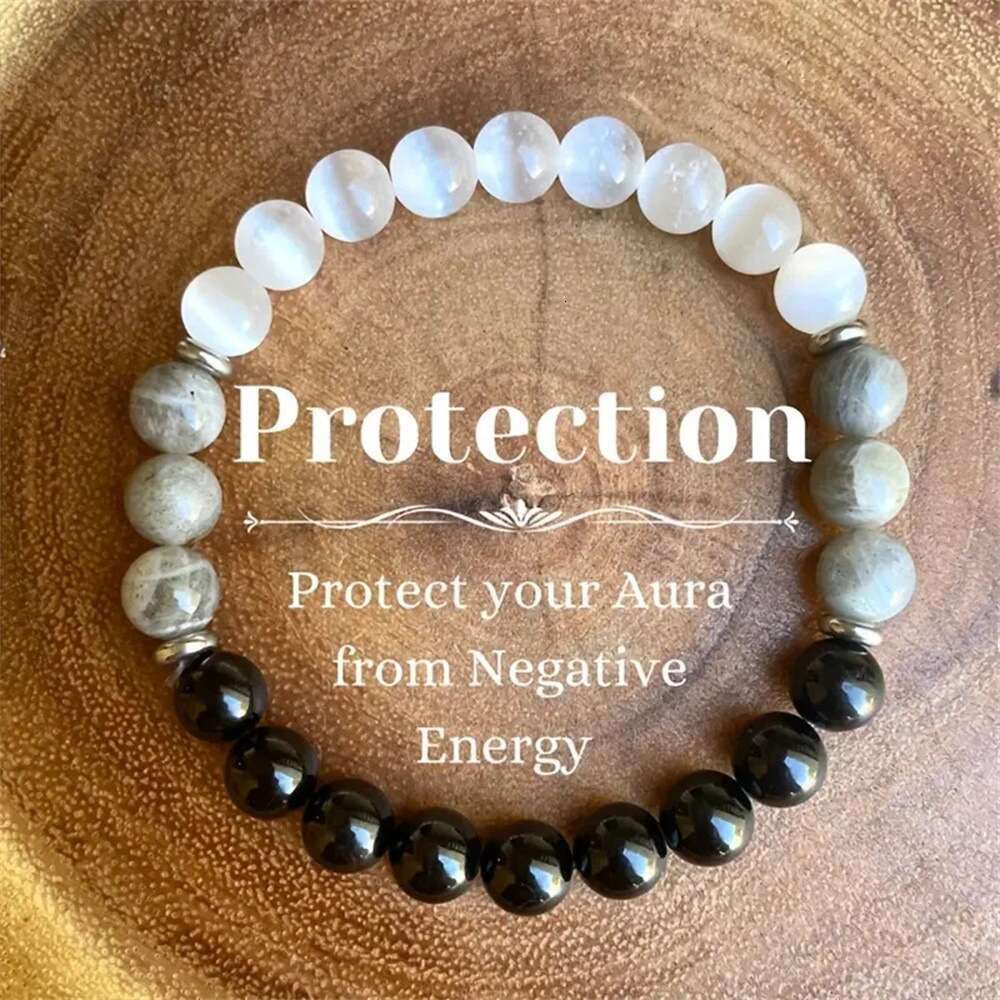 White Cat Eye Natural Map Stone Beaded for Men and Women High end Jewelry Instagram Style Bracelet