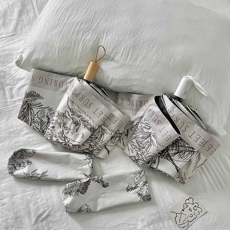 French Style Retro Folding Umbrella for Rural Areas UV Resistant Sun Shading and Rain Resistant Dual-purpose UmbrellaM251122