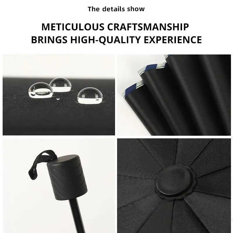 Folding Umbrella Ten Bones Bumper Wind-resistant Rainproof Cloth Sunny Rainy Dualuse Universal Double Business UmbrellaM251122