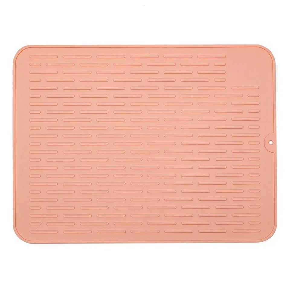 Silicone Dish Mat Dish Drying Mat Kitchen Counter 40cm X 30cm Fast Drying Multifunctional Non-Slip Silicone Pink White C251122