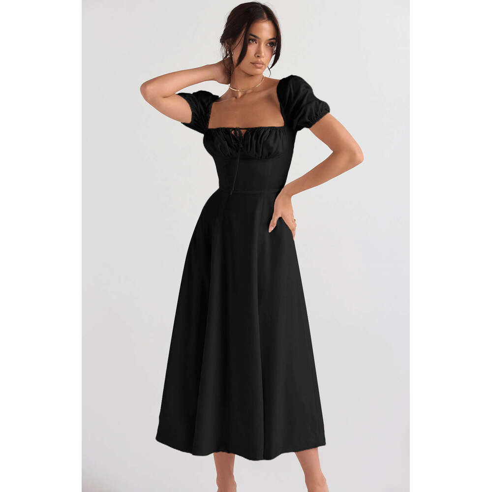 DHEssentials Women's Printed Sexy Dress, High Open Elegant Off Shoulder Long Skirt, Backless Tight Summer Outfit, Front Yard