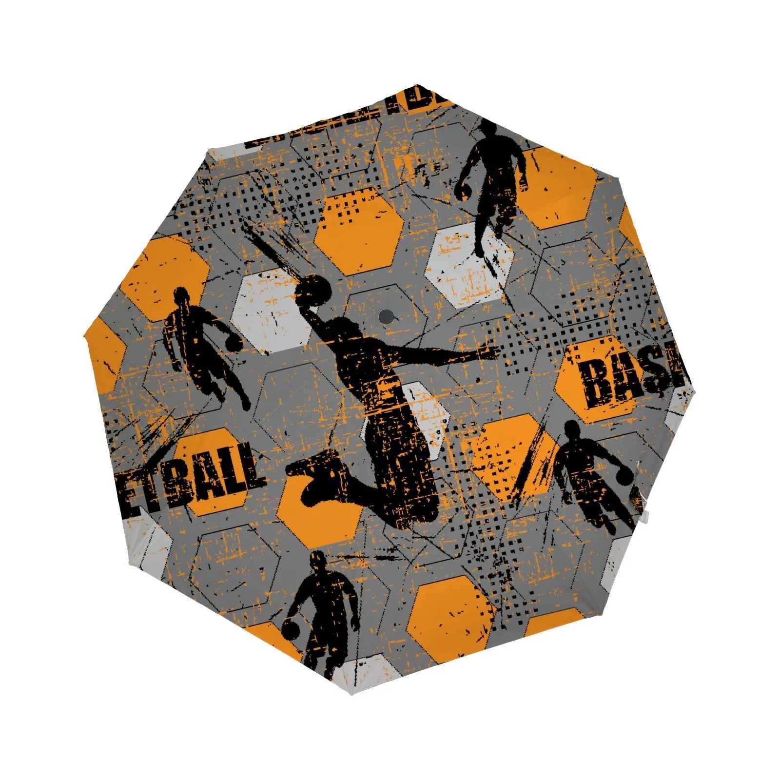 Basketball Sport Windproof Travel Umbrellas Ball Game Folding Rain Sun Umbrella Compact Lightweight for Teens Adults Men BoysM251122