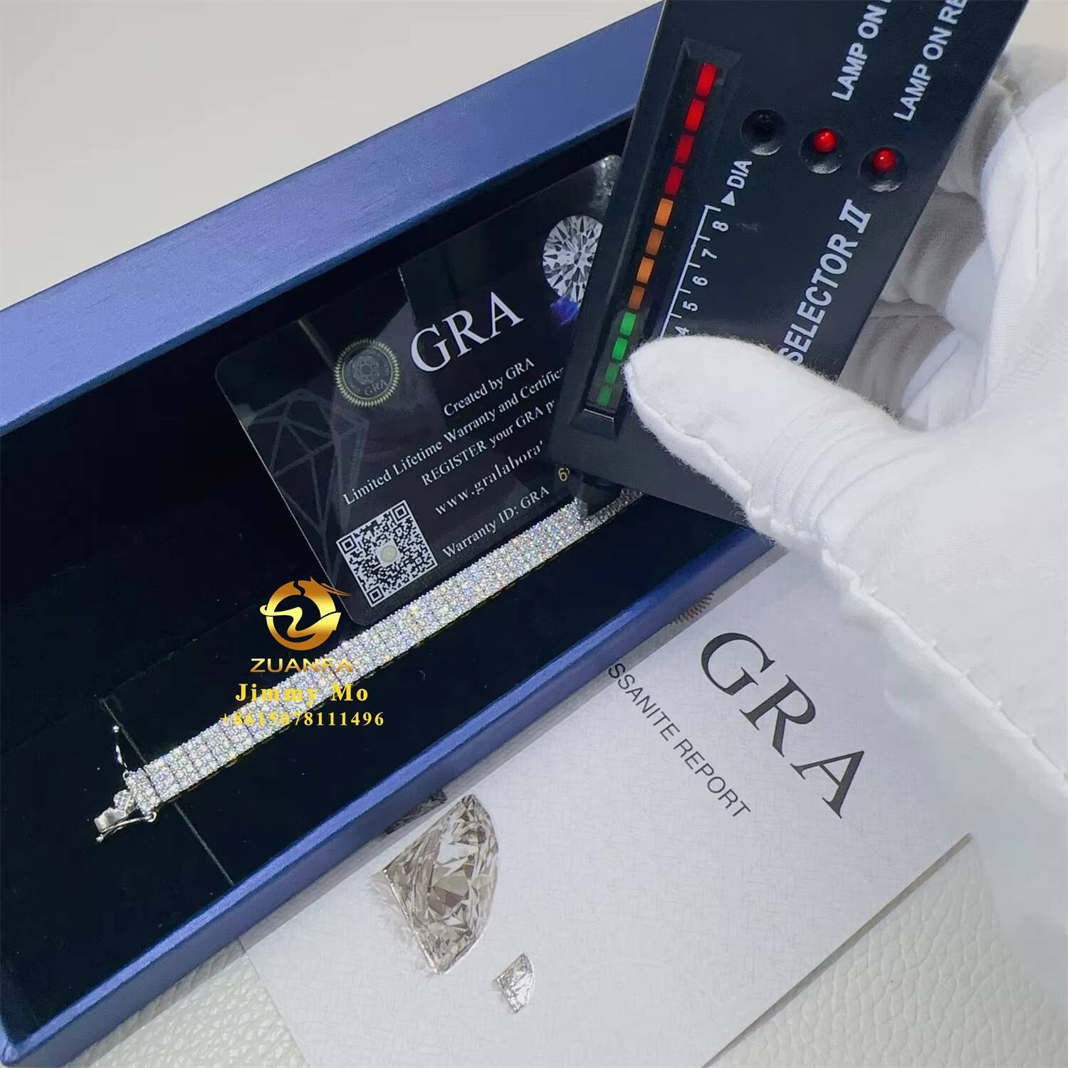 GRA Certificates Luxury 925 Sterling Silver Iced Out Hip Hop Fire Jewelry VVS Moissanite Cluster Tennis Bracelet