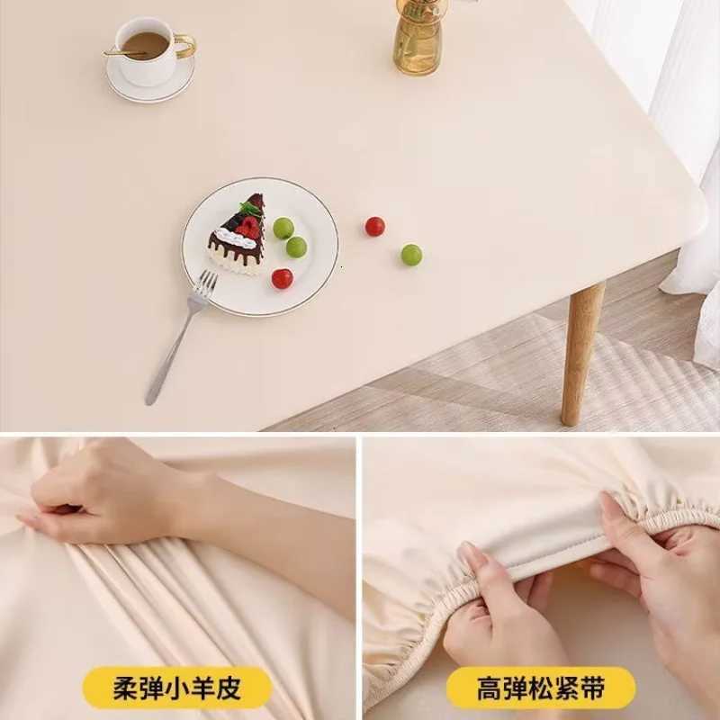 90 x 180cm Leather surface Waterproof Oil-proof Tablecloth Cover for Dining Table Square Surrounded Table Mat Elastic Protection C251122