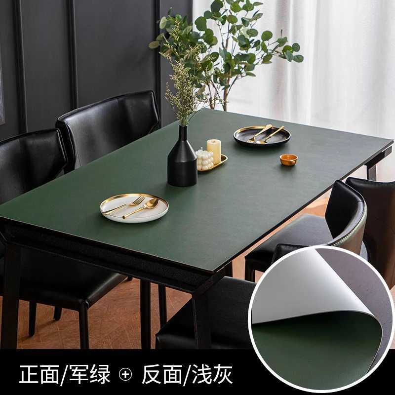 Double-sided solid color pu leather tablecloth rectangle table mat waterproof table cloth custom wooden table protector cover C251122