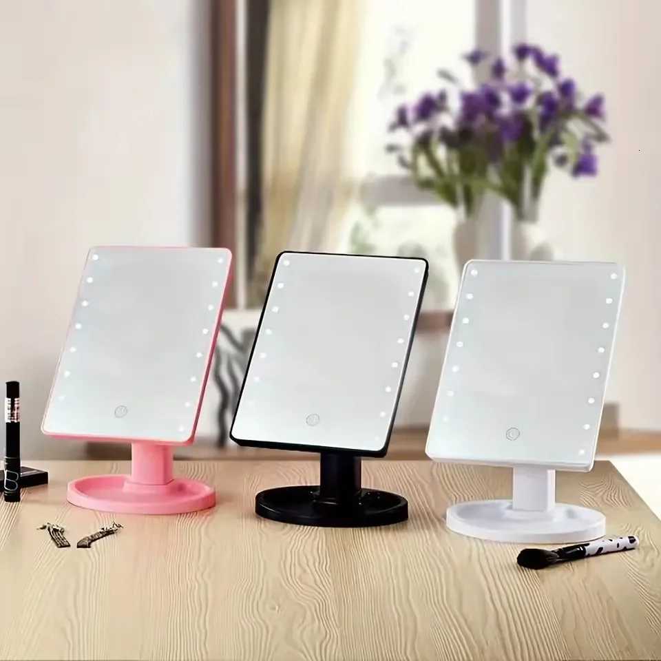 1pc LED touch screen makeup mirror with adjustable brightness and standard magnification perfect for professional and home use M251122