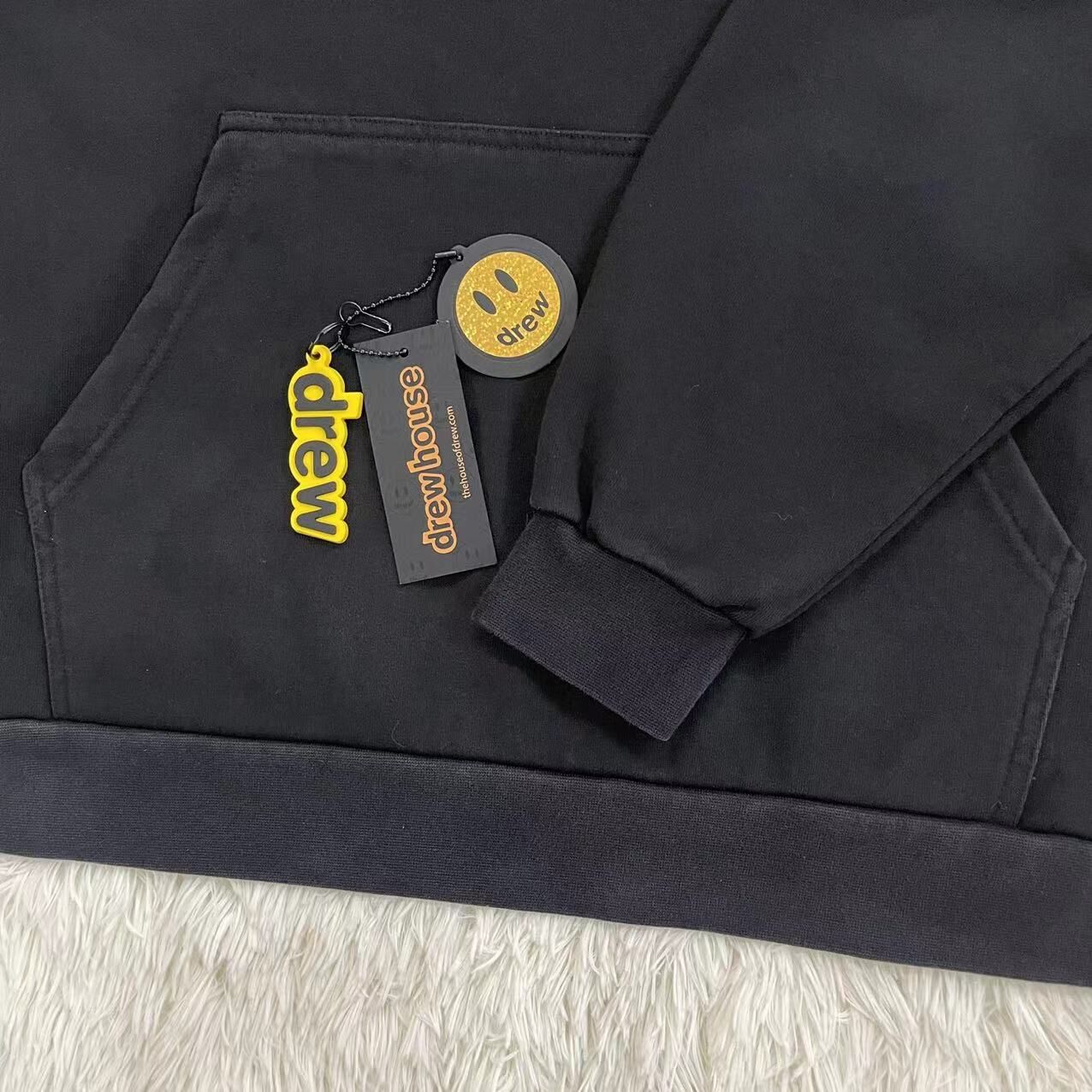 Drew House Drew Smiley High Street Small Letter Embroidered Loose Unisex Hooded Sweatshirt Jacket Fleece Lined Hoodie Trend