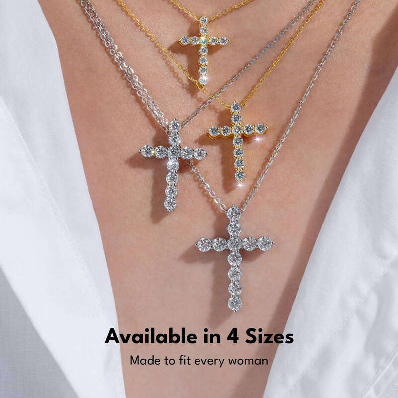 American Jesus Christian Religious Jewelry Pure Sier 14k White Gold Plated Straight Pull Cross Pendant Necklace for Women and Men