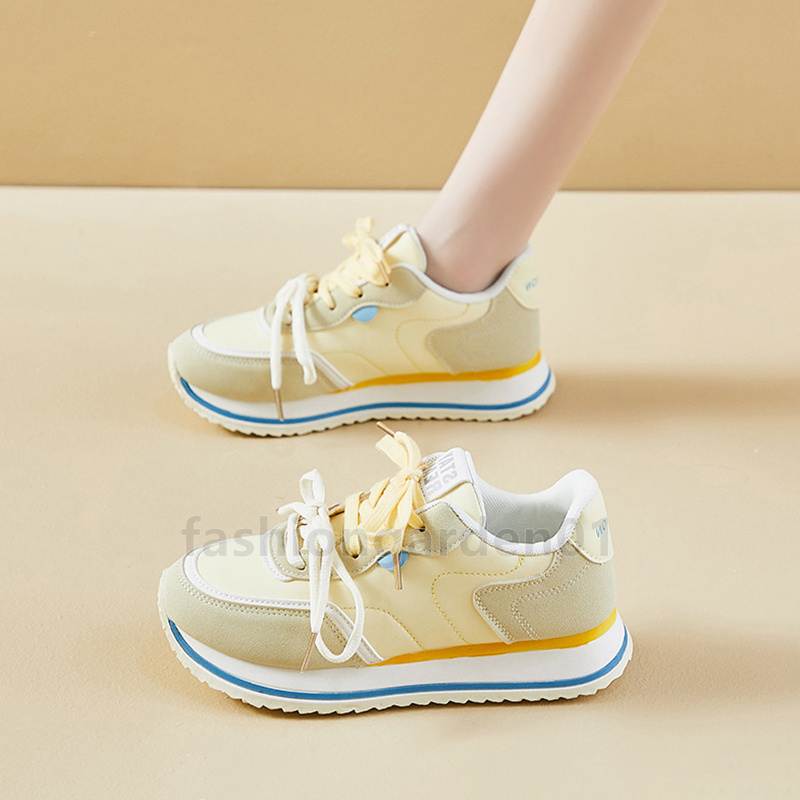 Free Shipping running shoes women designer sneakers vitality butter yellow light green sky blue Platform low outdoor shoes suede leather womens traine