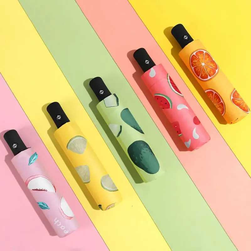 1pcs UV Sun Umbrella Compact Folding Travel Rain Umbrellas Auto Open and Close for Windproof Cute Fruit Watermelon Pattern NewM251122