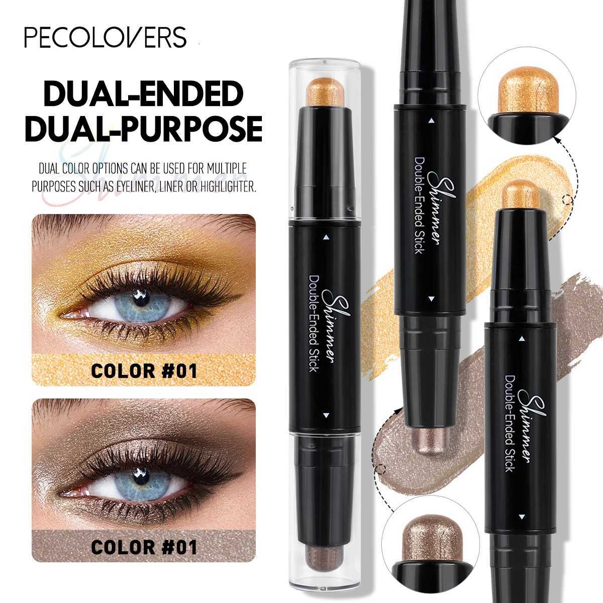 Shimmer Brown Double Head Eyeshadow Stick Colorful High Waterproof Cream Eyes Shadow Pencil Long Lasting Makeup CosmeticT251122