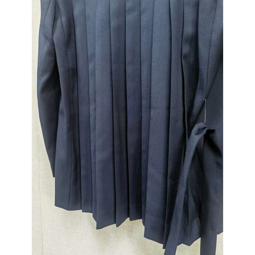 Belt Waist Dark Blue Commuter Back Press Pleated One Buckle French Niche 2025 Spring Suit Office Outfits Women