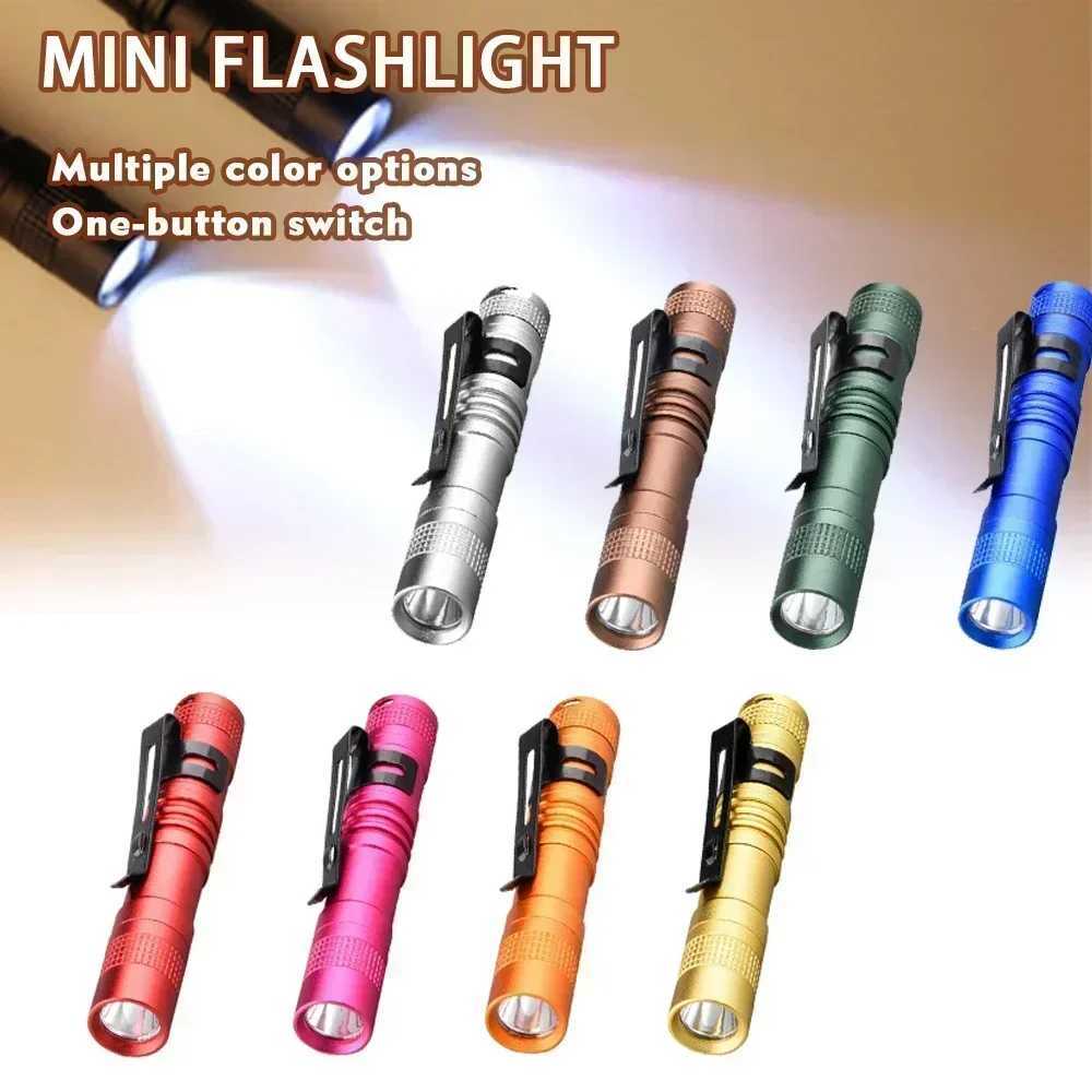 Portable mini LED pen-shaped flashlight with a pen clip, suitable for handheld use, an ultra-small portable flashlight, suitable for emergency lightin