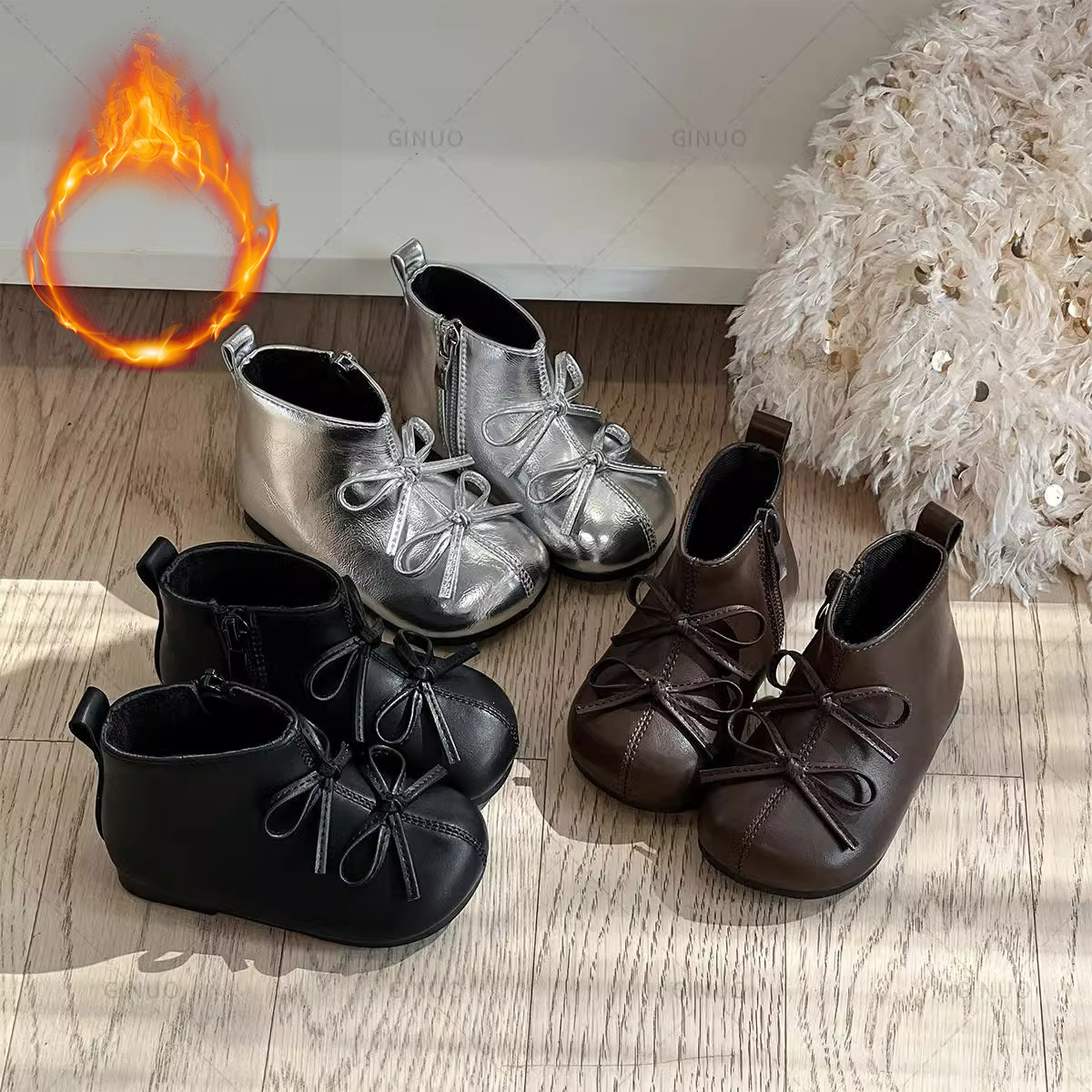 New designer shoes Girls Korean Style Retro Patchwork Children s Bow Martin Boots Autumn Winter New Girls Baby Short Boots