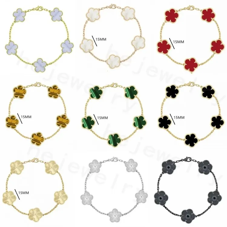 Designer bracelet women 4 four leaf clover bracelet designer plated gold bracelet red green white shell agate charm luxury bracelet woman designer jewlery zl213