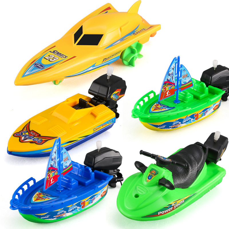 Wholesale Speed Boat Ship Wind Up Clockwork Float In Water Classic Summer Shower Bath Kids Toys for Children Boys Gifts