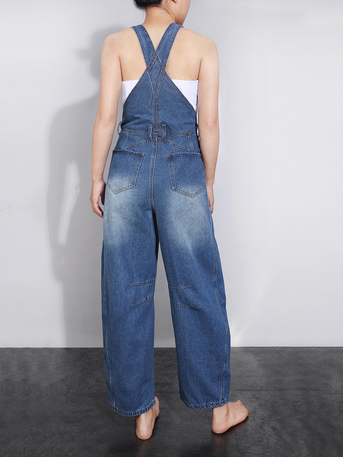 2025 New style non-elastic multi-pocket washable retro wide-leg overalls---tg0024