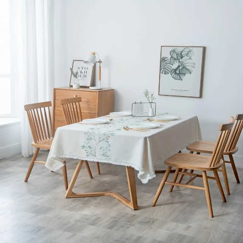 2025 new imitation cotton and linen dustproof tablecloth waterproof and oil-proof dining table embroidery tablecloth rectangle C251122