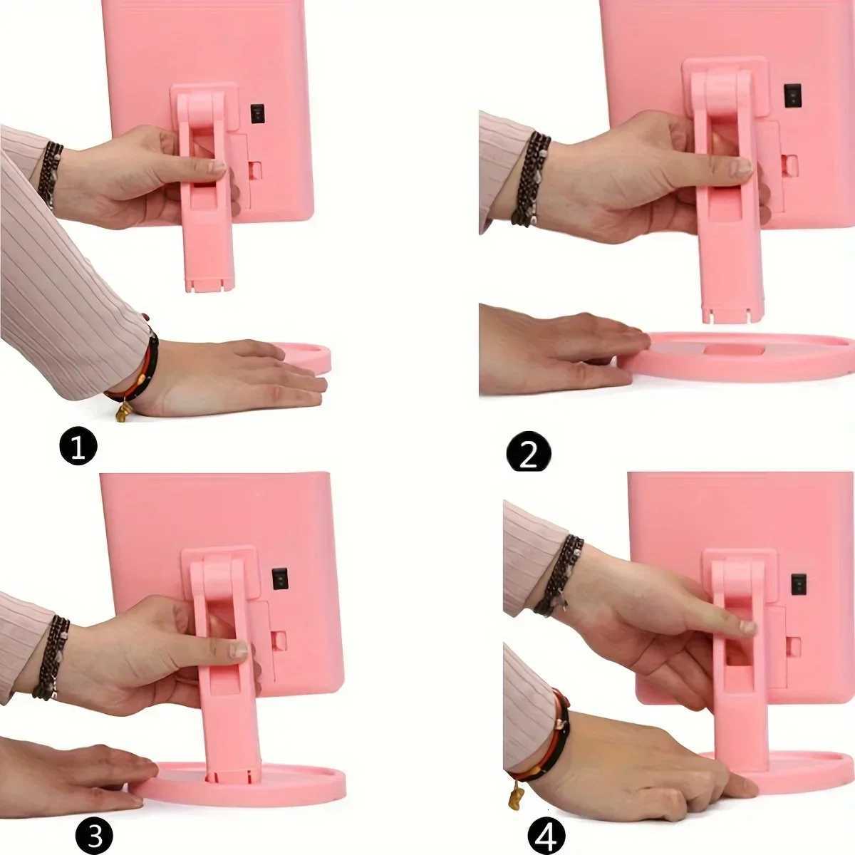 1PC-LED Beauty Mirror with Night Light Function - Touch Sensor Rotating Stand Built-in Storage Ideal Gift for Makeup Lovers M251122