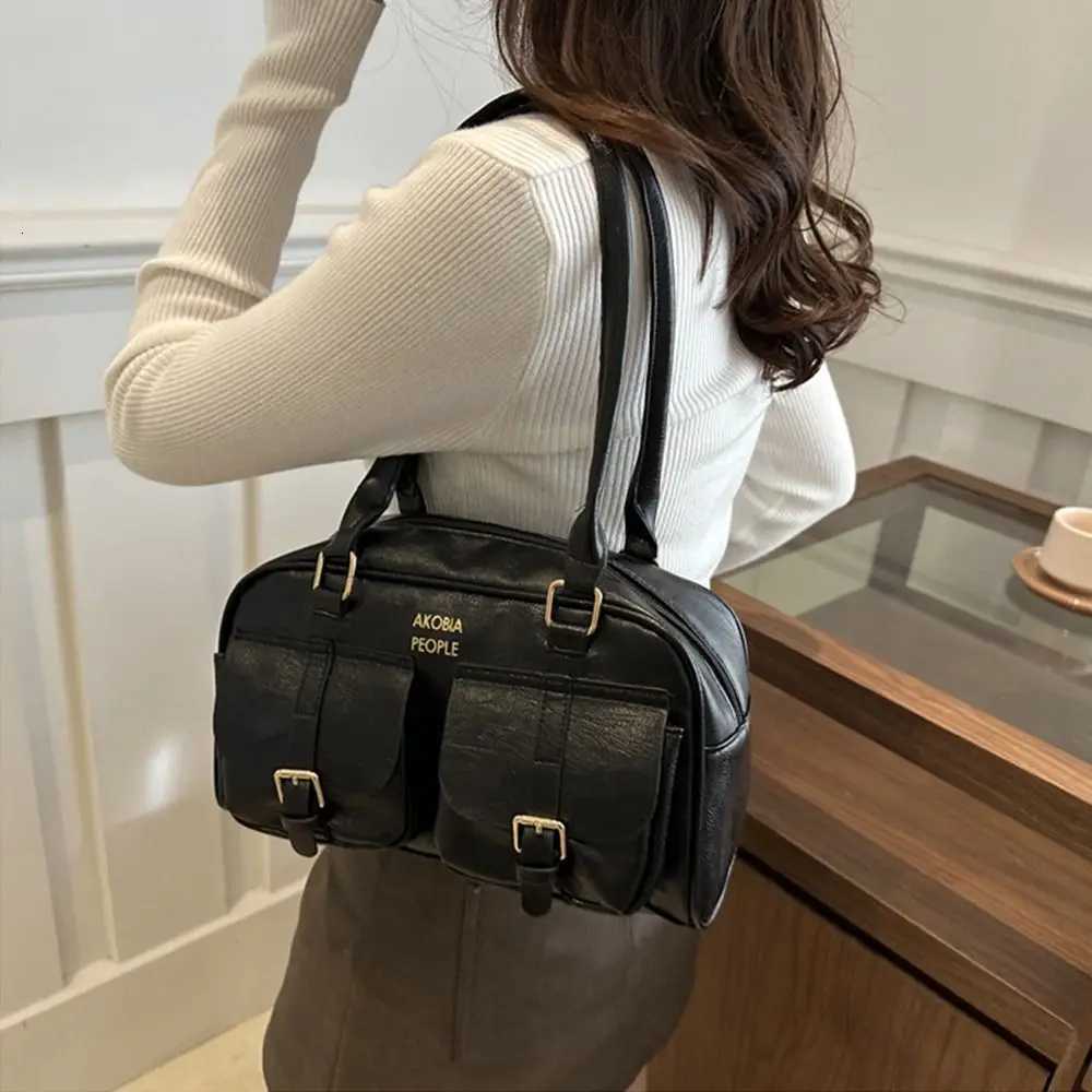 Retro Solid Color Crossbody Bags Luxury Design High-capacity Satchel Hobo Bag PU Underarm Bag for WomenT251122