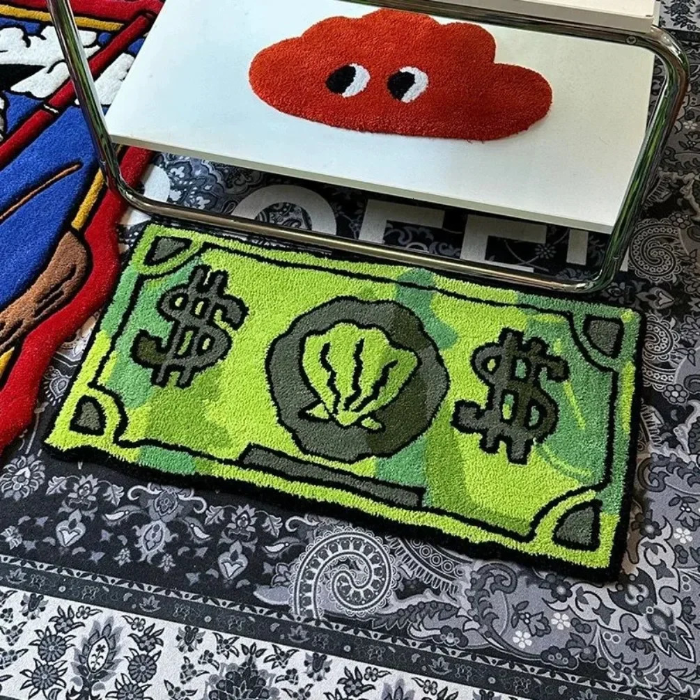 Cartoon Money Rugs Waterproof Floor Mat Fluff Carpet Non-slip DoorMat Halloween Decor Banknote Rug for Bathroom Hallway Balcony 250411