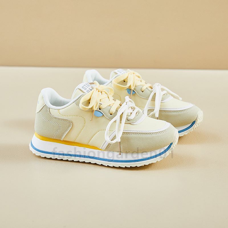 Free Shipping running shoes women designer sneakers vitality butter yellow light green sky blue Platform low outdoor shoes suede leather womens traine